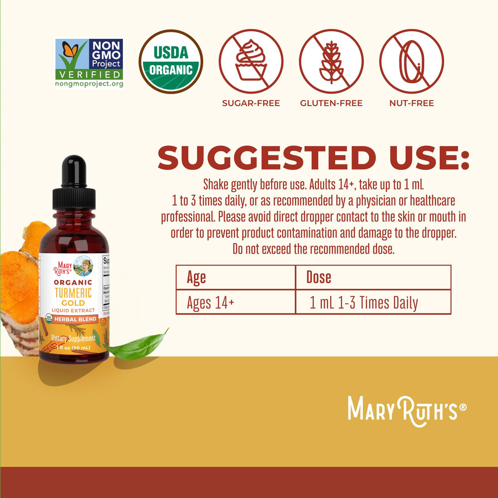 Turmeric Gold drops stirred in water for quick consumption.