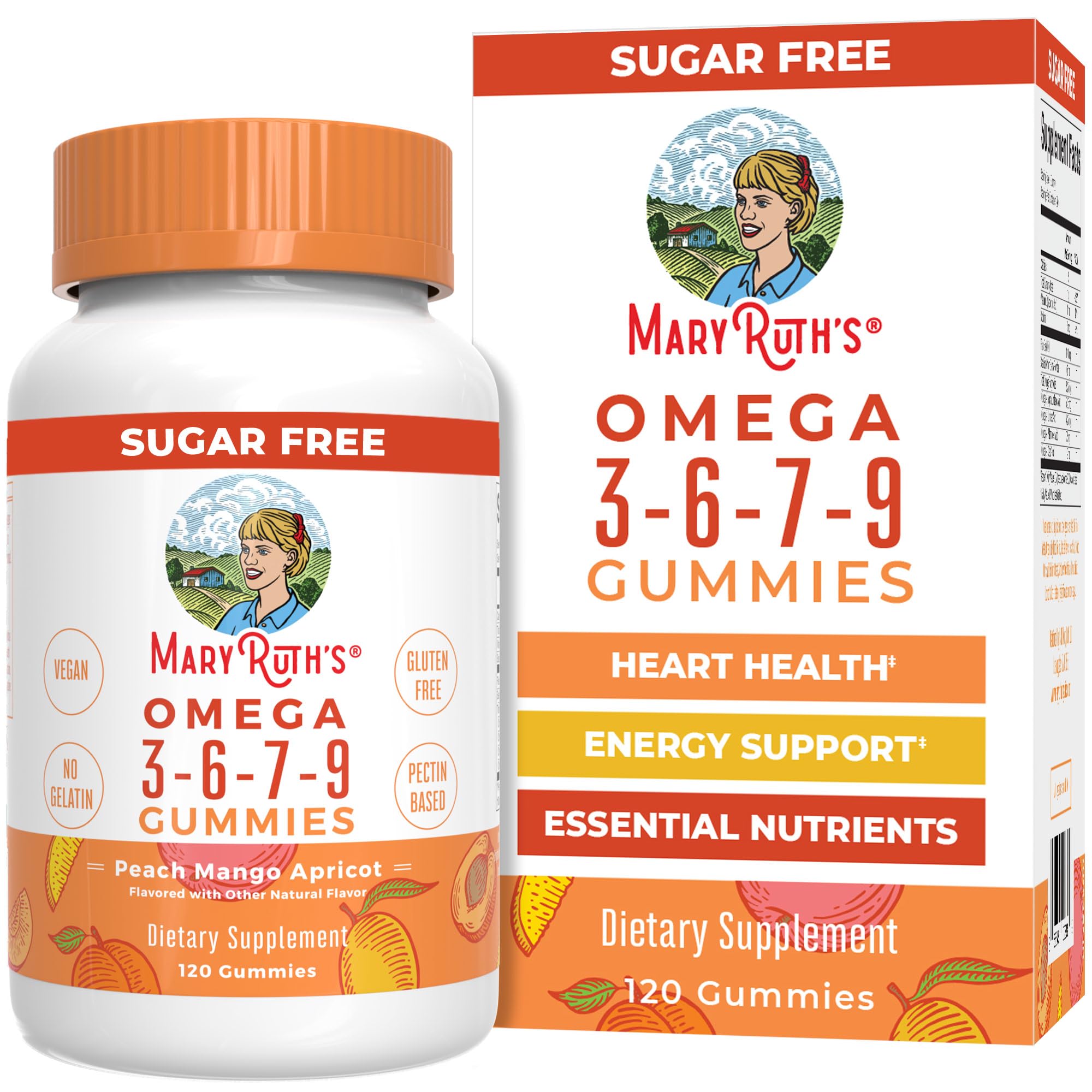 MaryRuth Organics vegan omega gummies bottle for daily wellness.