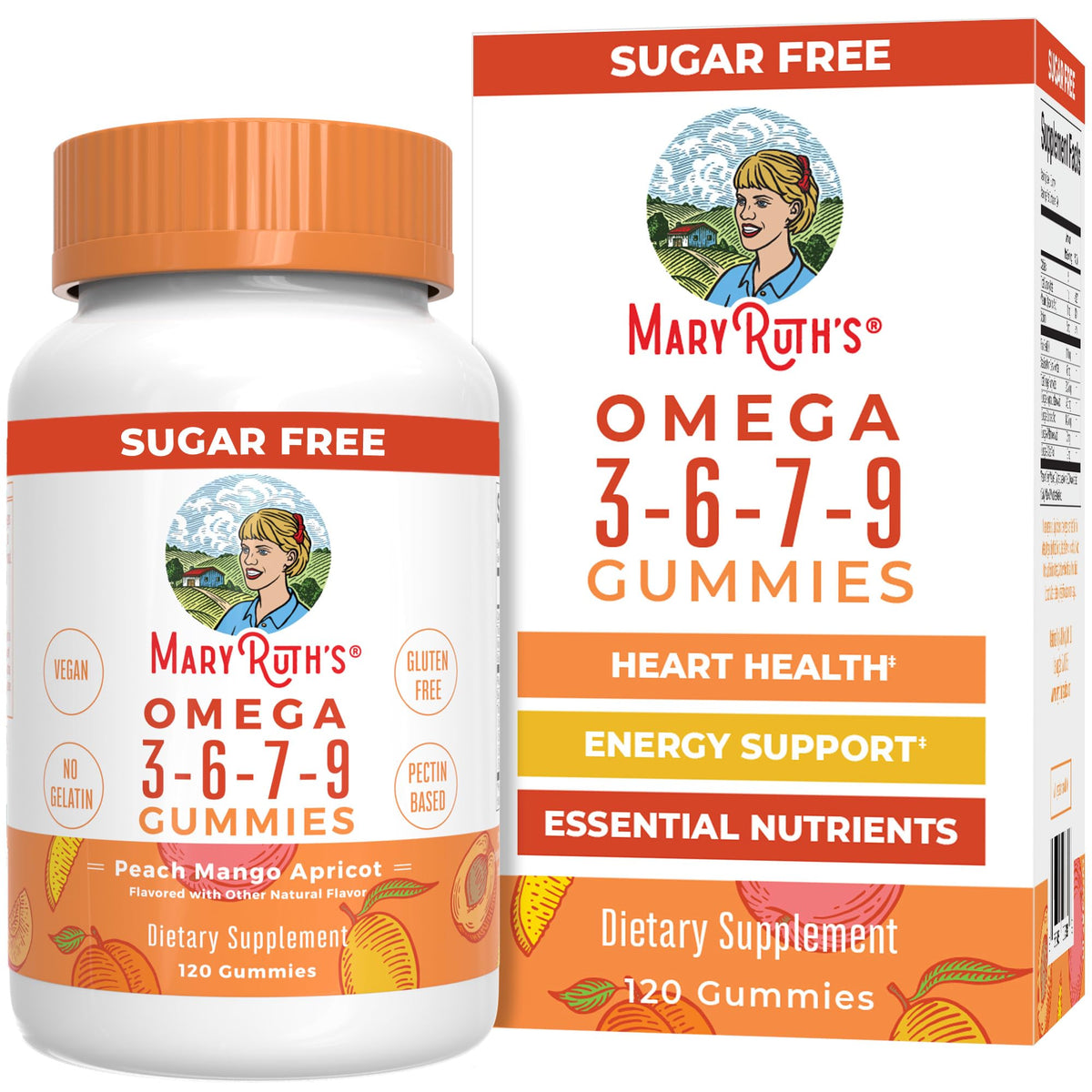 MaryRuth Organics vegan omega gummies bottle for daily wellness.