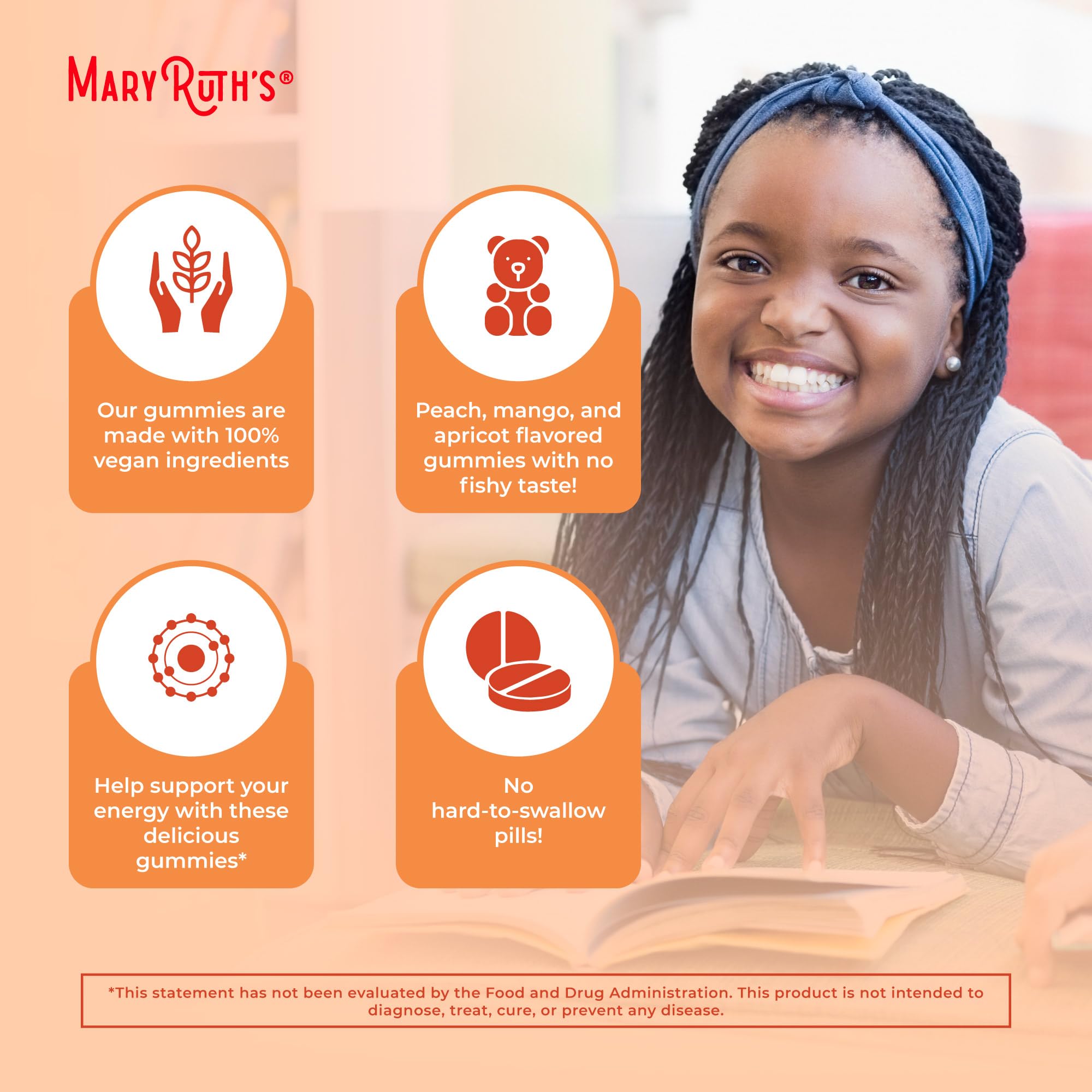 MaryRuth Organics kid-friendly omega gummies in a serving.