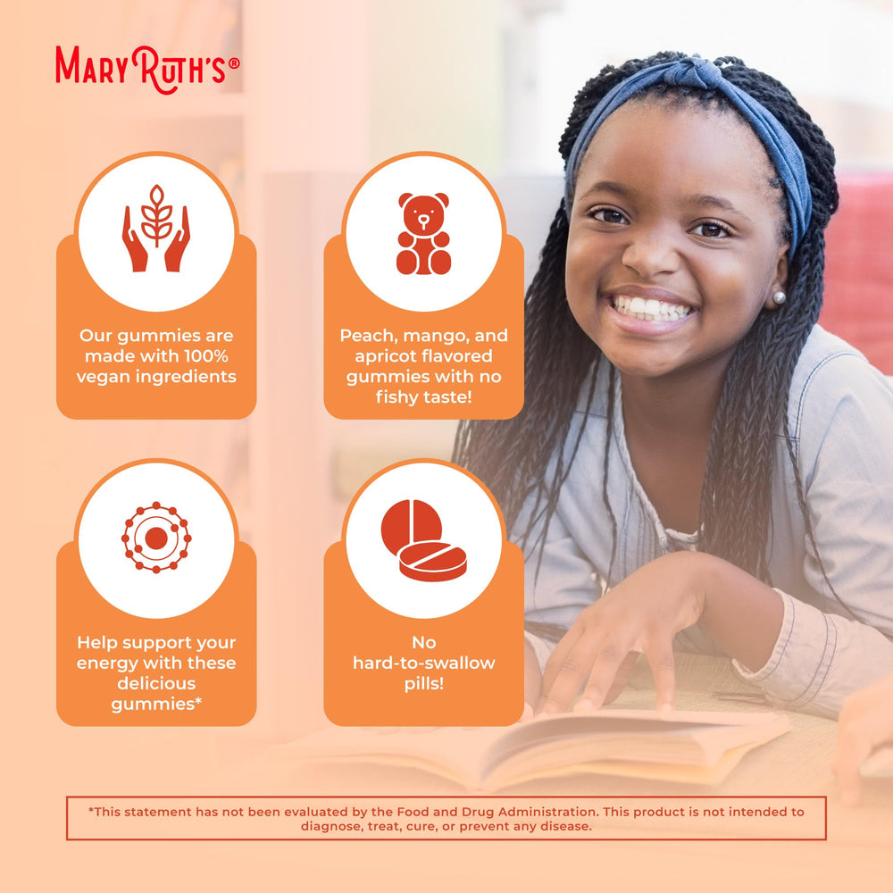 MaryRuth Organics kid-friendly omega gummies in a serving.