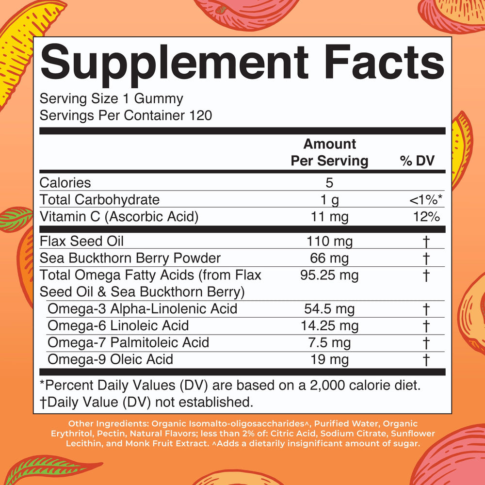 MaryRuth Organics Peach Mango Apricot flavor gummies.