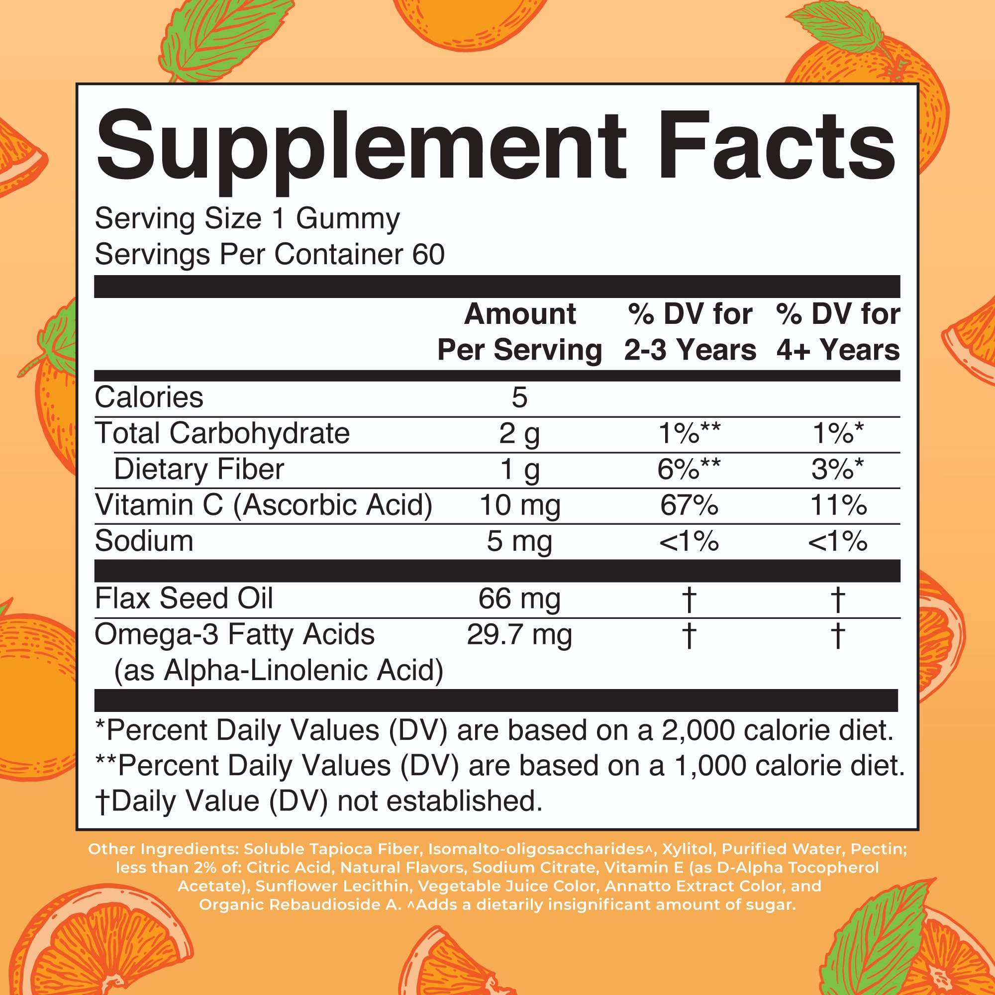 MaryRuth Organics bottle back showing ingredients and allergen information.