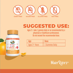 Close-up of orange-flavored MaryRuth Organics gummy, kid-friendly taste.
