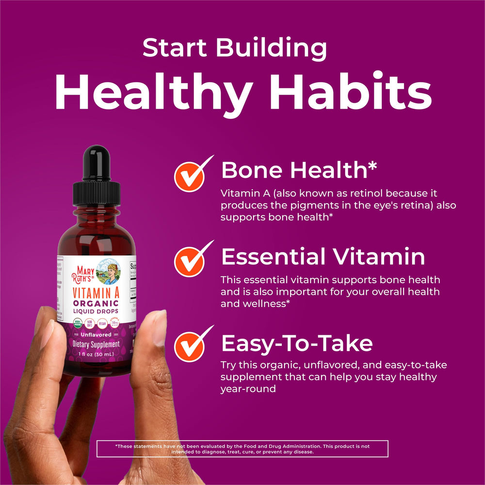 MaryRuth Organics Vitamin A Liquid Drops measuring drops for serving