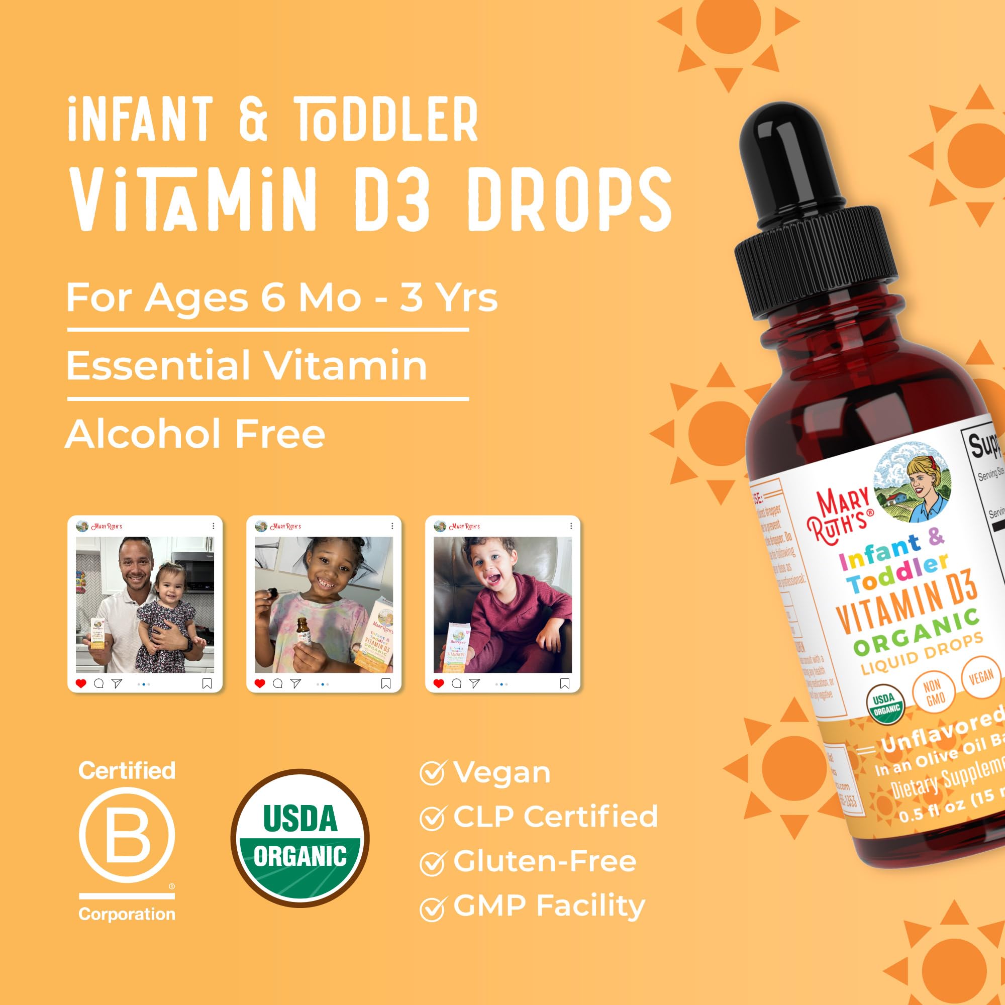 MaryRuth Organics Vitamin D Drops daily-use instructions image