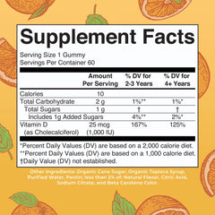 Closeup of orange gummies highlights daily vitamin D3 for immune support.