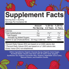 MaryRuth Organics Vitamin D3 Gummies close-up of strawberry flavor.