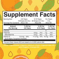 MaryRuth Organics vitamin E drops pour shows easy dosing for all ages