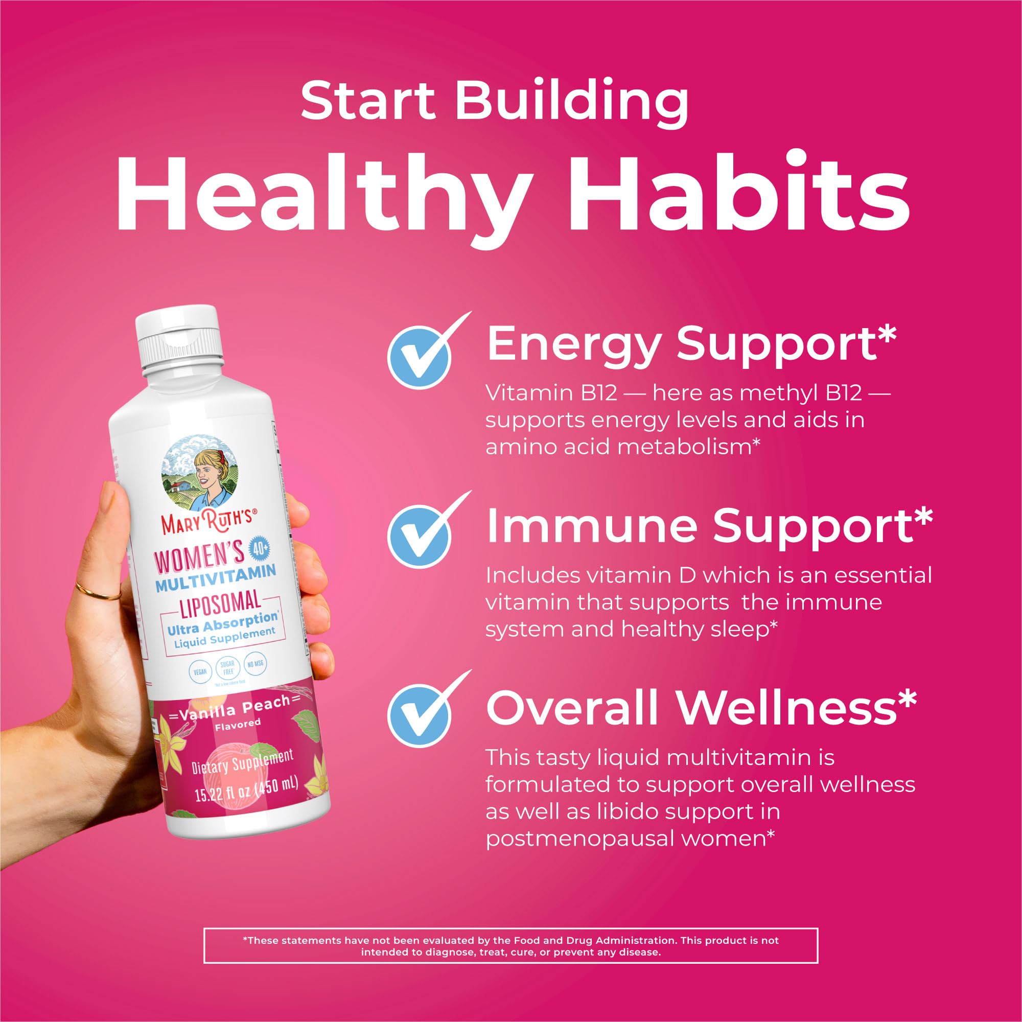 DHA and omega-9 notes on MaryRuth Organics bottle suggesting cognitive and immune support