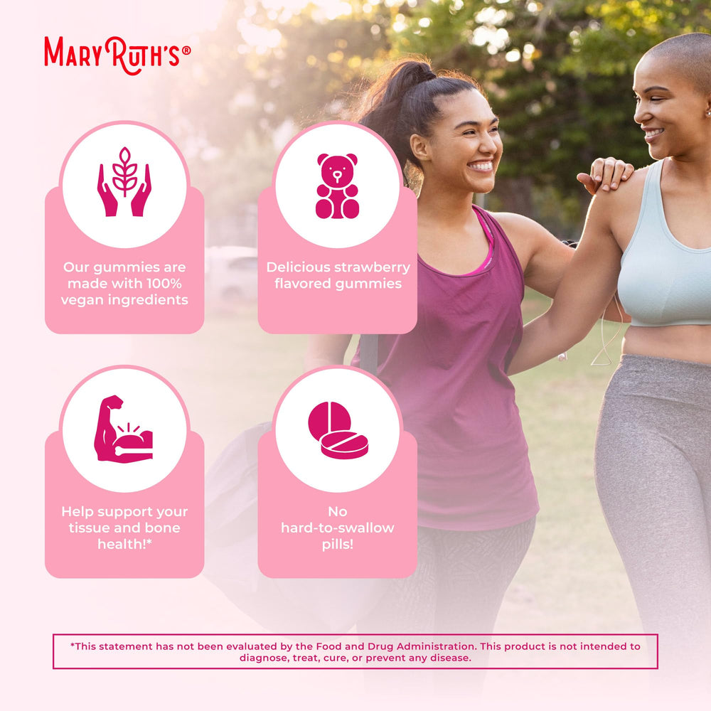 MaryRuth Organics vegan non-GMO icons on packaging