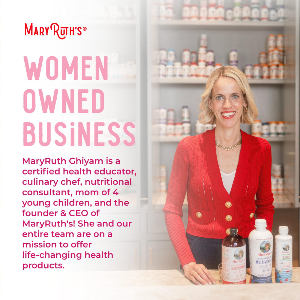 Shelf-ready MaryRuth Organics bottle for storage or travel