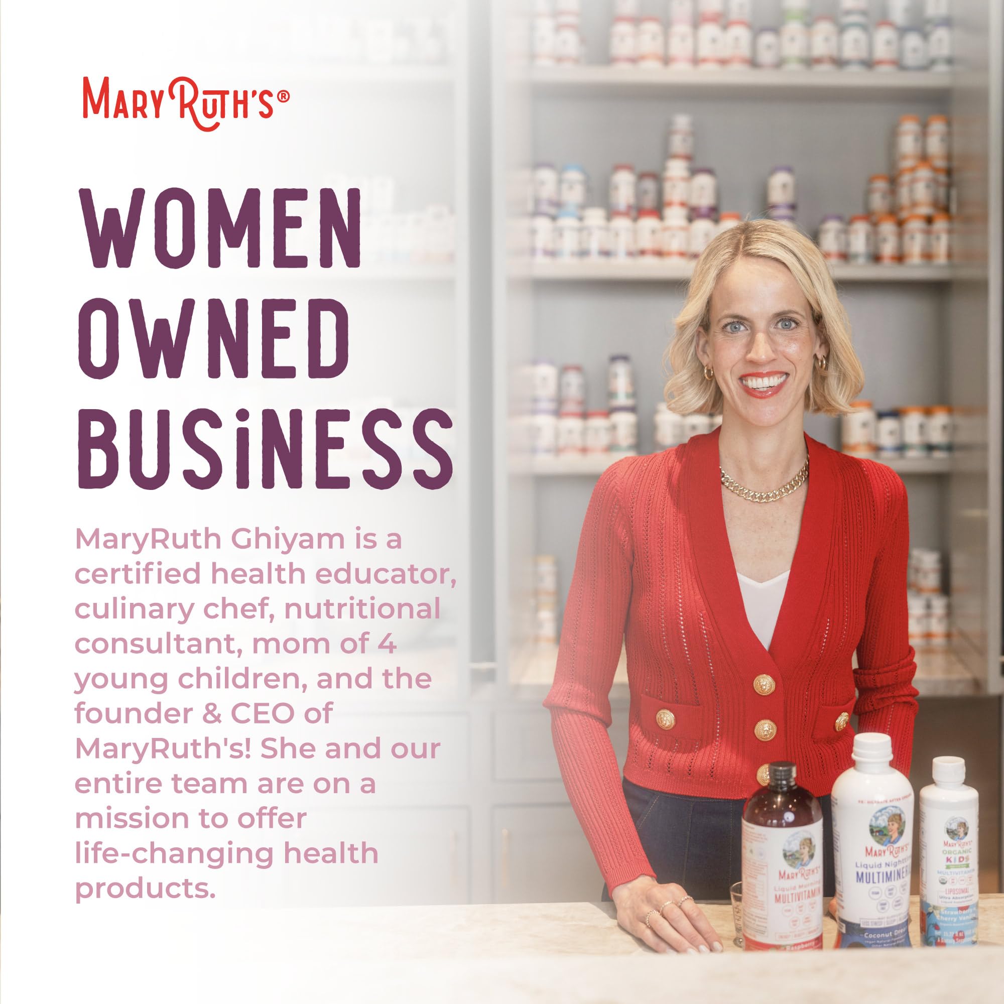 MaryRuth Organics packaging communicates vegan, organic lifestyle support.