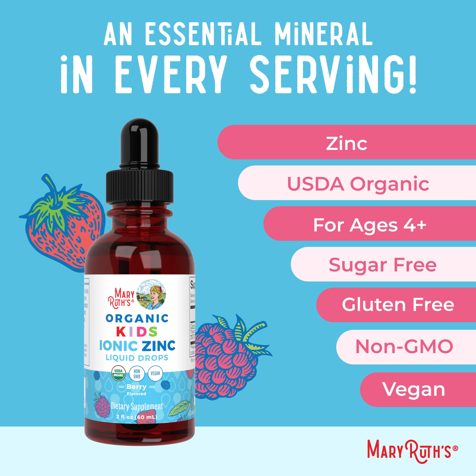 MaryRuth Organics Zinc vegan, plant-based drops