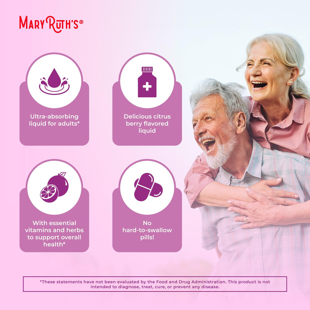 MaryRuth Elderberry blend component display promotes wellness with tasty citrus berry flavor