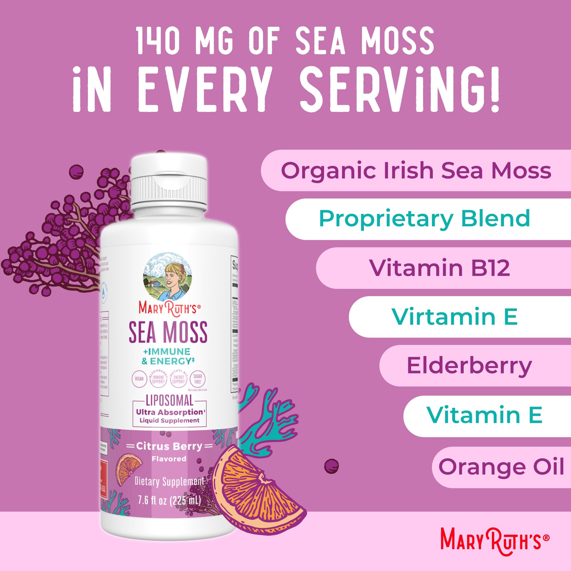 MaryRuth Orange Oil element in bottle highlights flavor profile and easy mixing