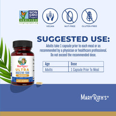 MaryRuth Ultra Digestive Enzymes bottle with spoon for convenient use.