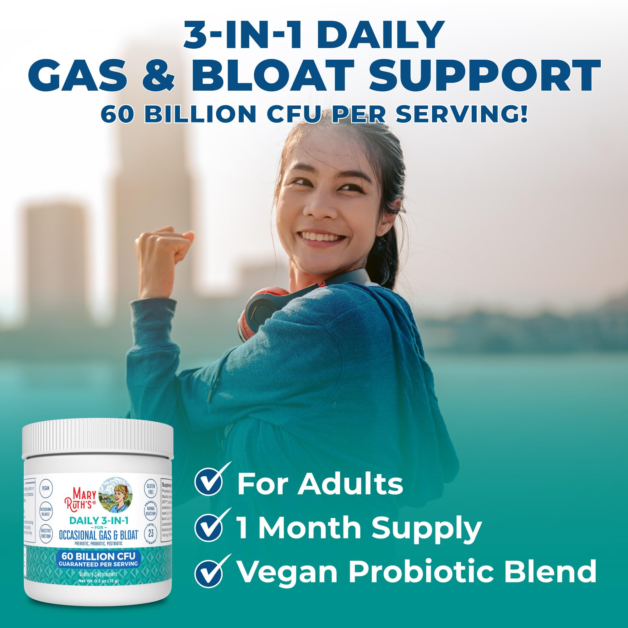 Badge indicates dairy-free vegan formula with 60 billion CFU per serving.