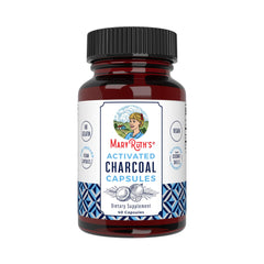 MaryRuth's carbón activado en botella, cápsulas veganas para uso ocasional y cómodo.