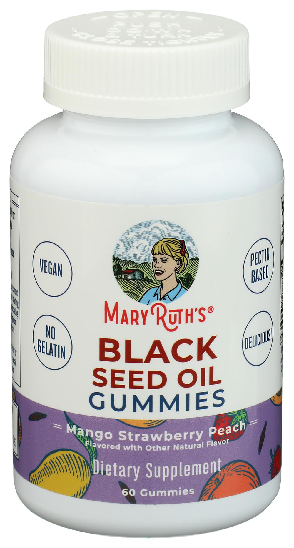 MaryRuth's gummies closeup-fruit flavor captures mango-strawberry-peach aroma and chewy texture.