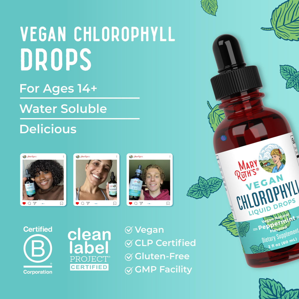 MaryRuth's Chlorophyll Drops close-up noting mulberry-derived pigment