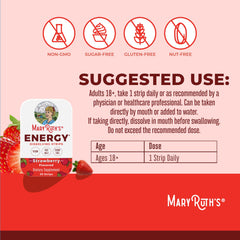 Strawberry flavor strip dissolves fast without pills, ideal for busy mornings