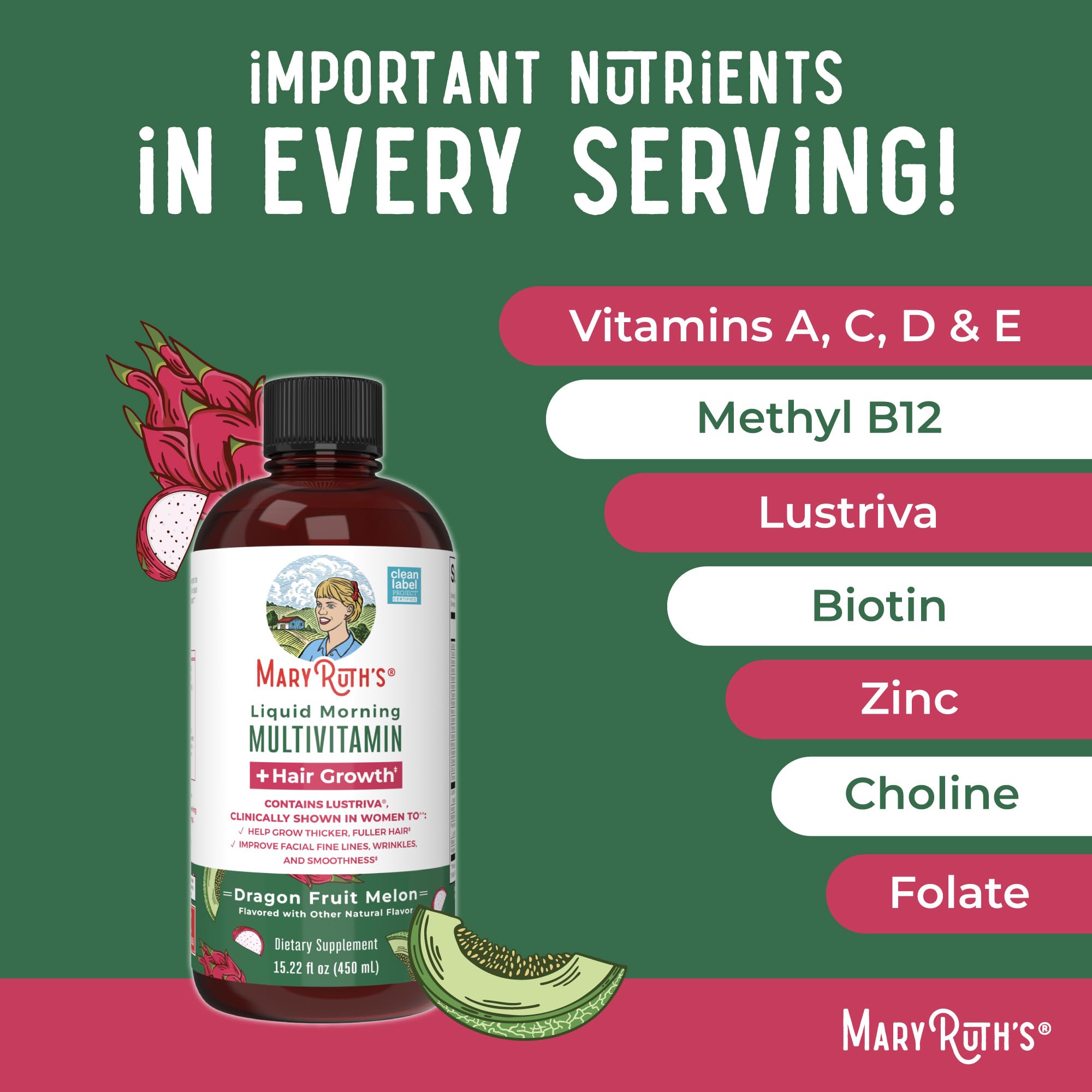 MaryRuth's Liquid Multivitamin bottle close-up with branding