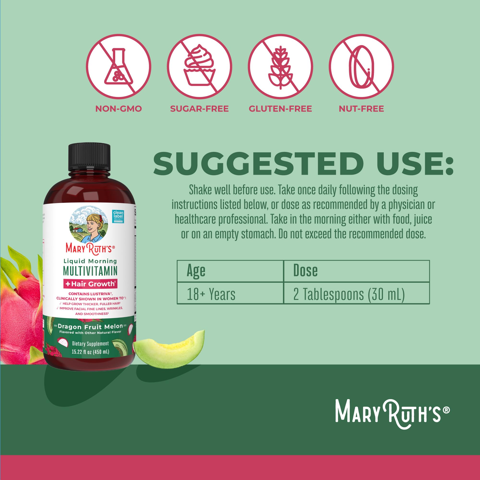 MaryRuth's Liquid Multivitamin pour demonstrates easy daily dosing