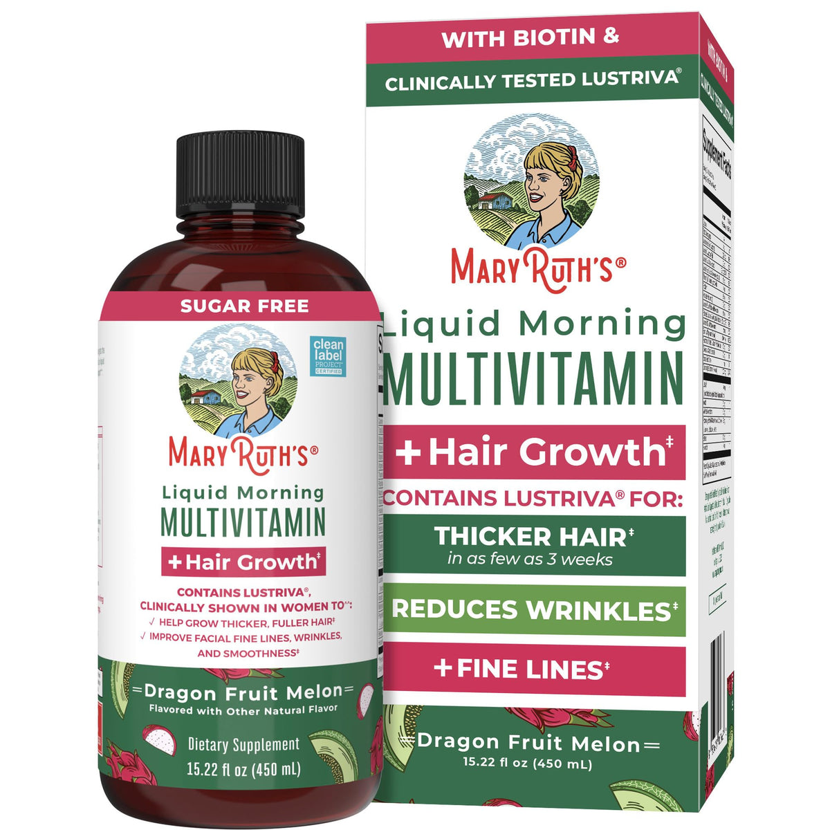 MaryRuth's Liquid Multivitamin Hair Growth bottle for daily wellness and potential hair support