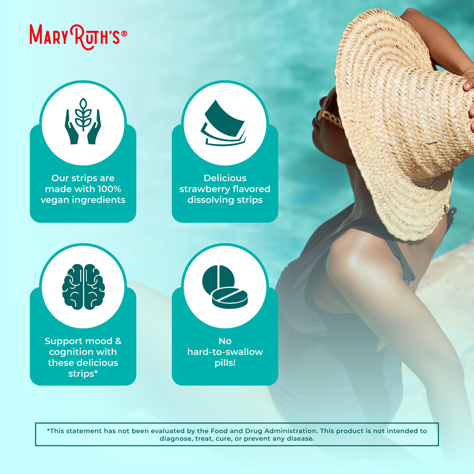 MaryRuth's Mood & Cognition dissolving strip used on the go.