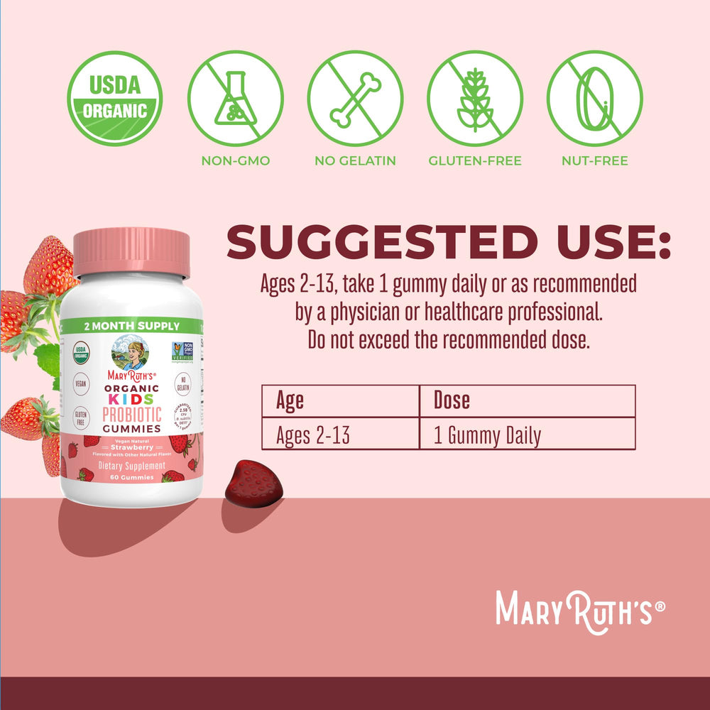 MaryRuth's Organics Bacillus subtilis probiotic potent for gut balance.