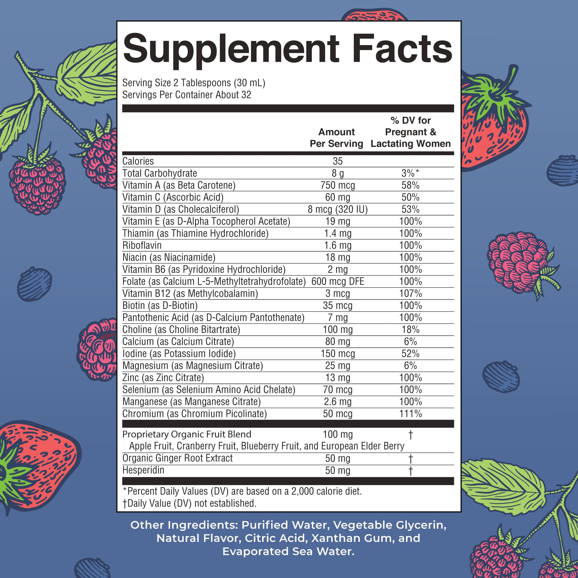 MaryRuths Postnatal Prenatal Vitamins label closeup shows clean ingredient list