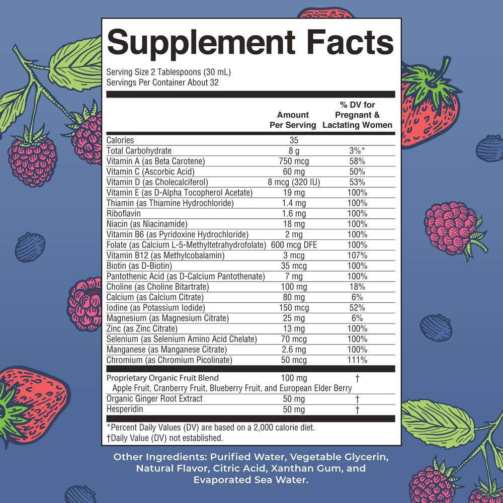 MaryRuths Postnatal Prenatal Vitamins label closeup shows clean ingredient list