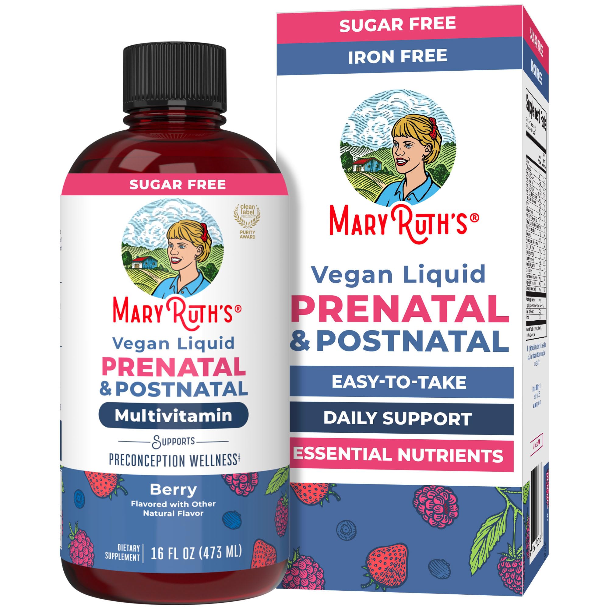 MaryRuth's prenatal postnatal liquid bottle for easy daily dosing.