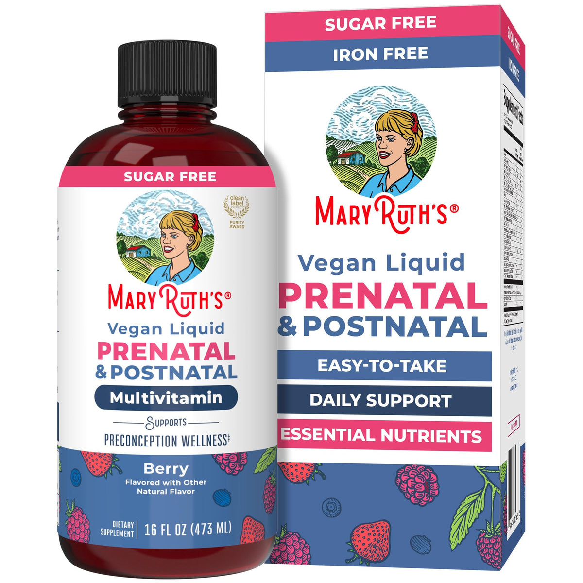 MaryRuth's prenatal postnatal liquid bottle for easy daily dosing.