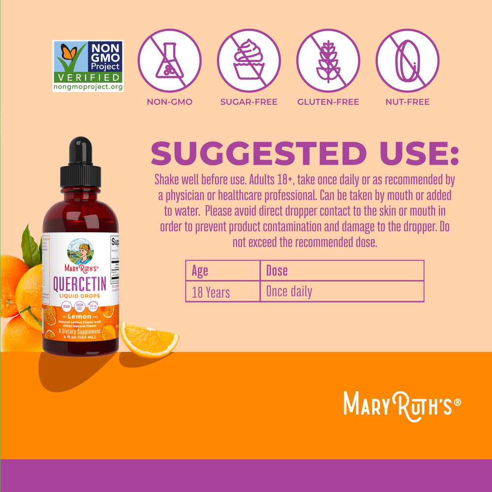 Lemon flavor Quercetin Liquid Drops close-up emphasizing taste.