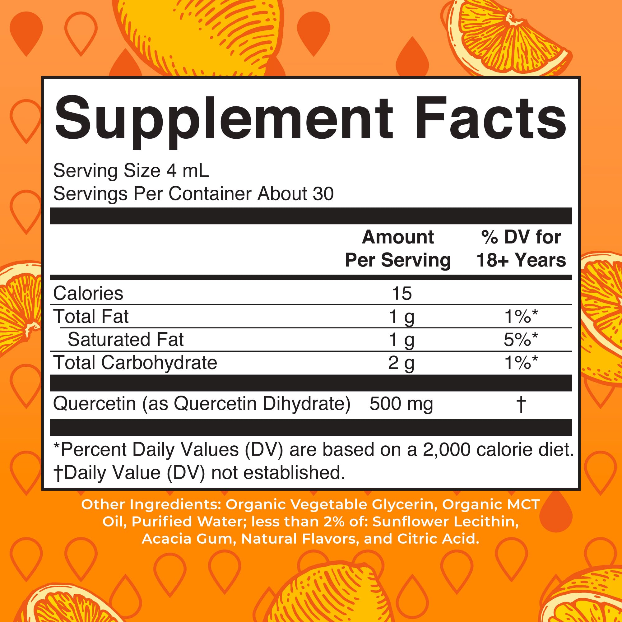 Dropper dispensing a dose for easy daily use of Quercetin Liquid Drops.