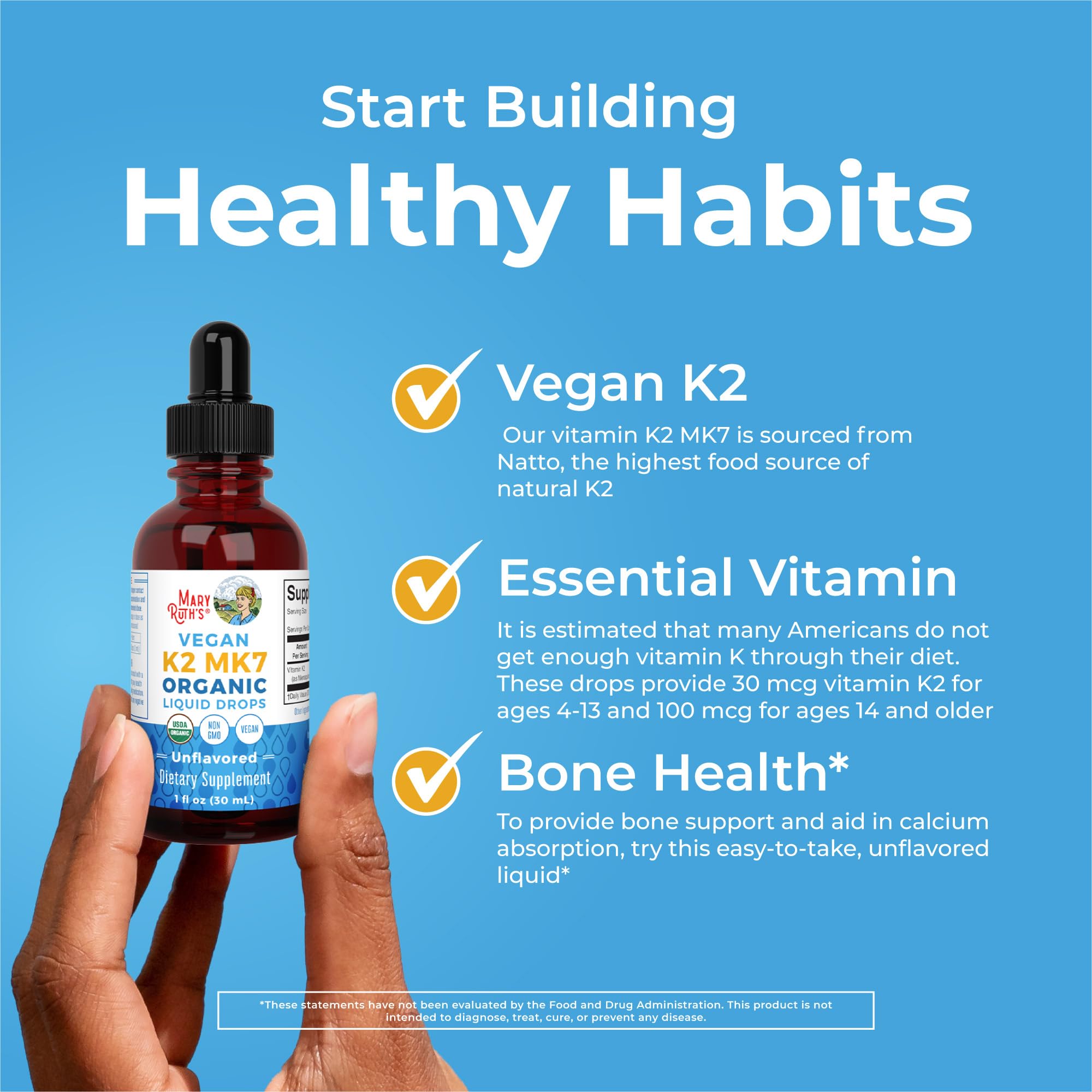 MaryRuth VK2 MK7 dose chart; age-specific guidance supports consistent use.