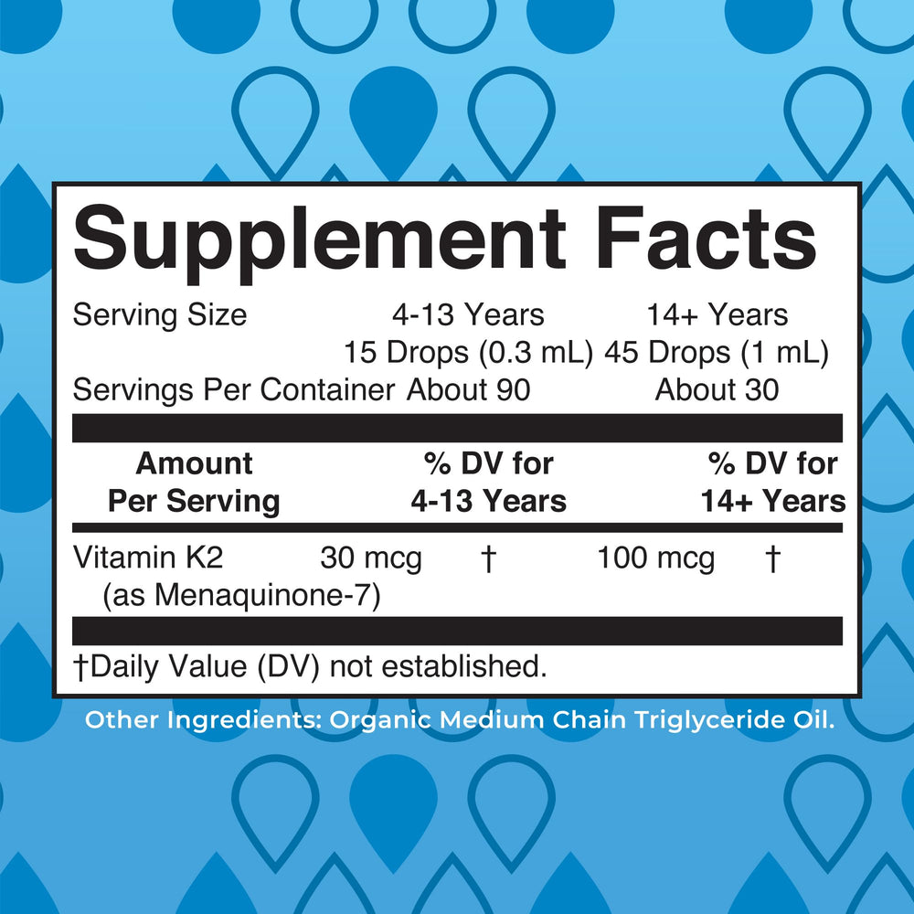 MaryRuth Organics VK2 MK7 drops pour; precise daily dosing for adults and kids.