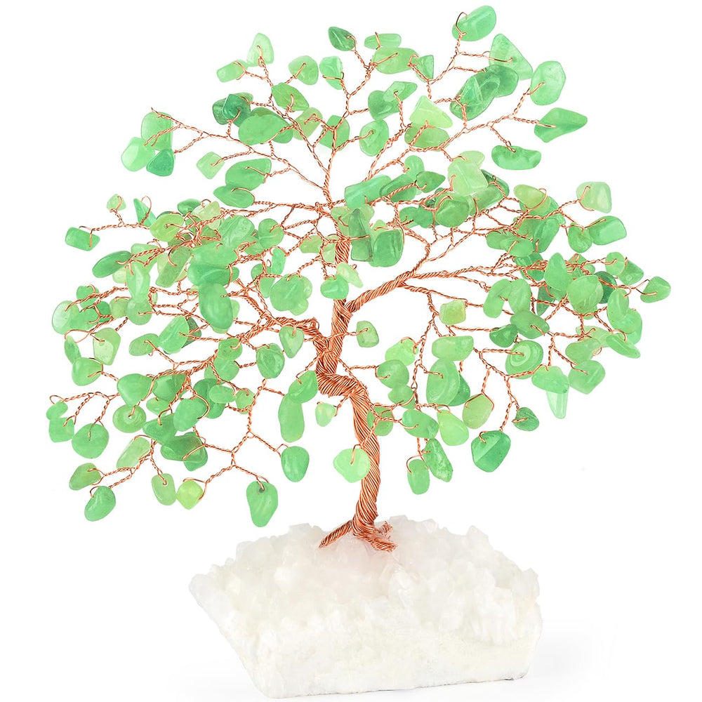 MASGEMES aventurine tree leaves for harmony on a quartz base