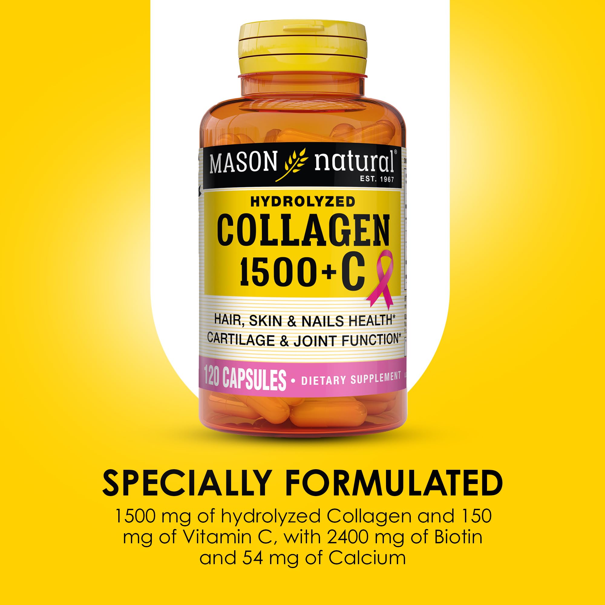 Mason Natural biotin 2400mg capsule emphasizes hair and nail nutrition.