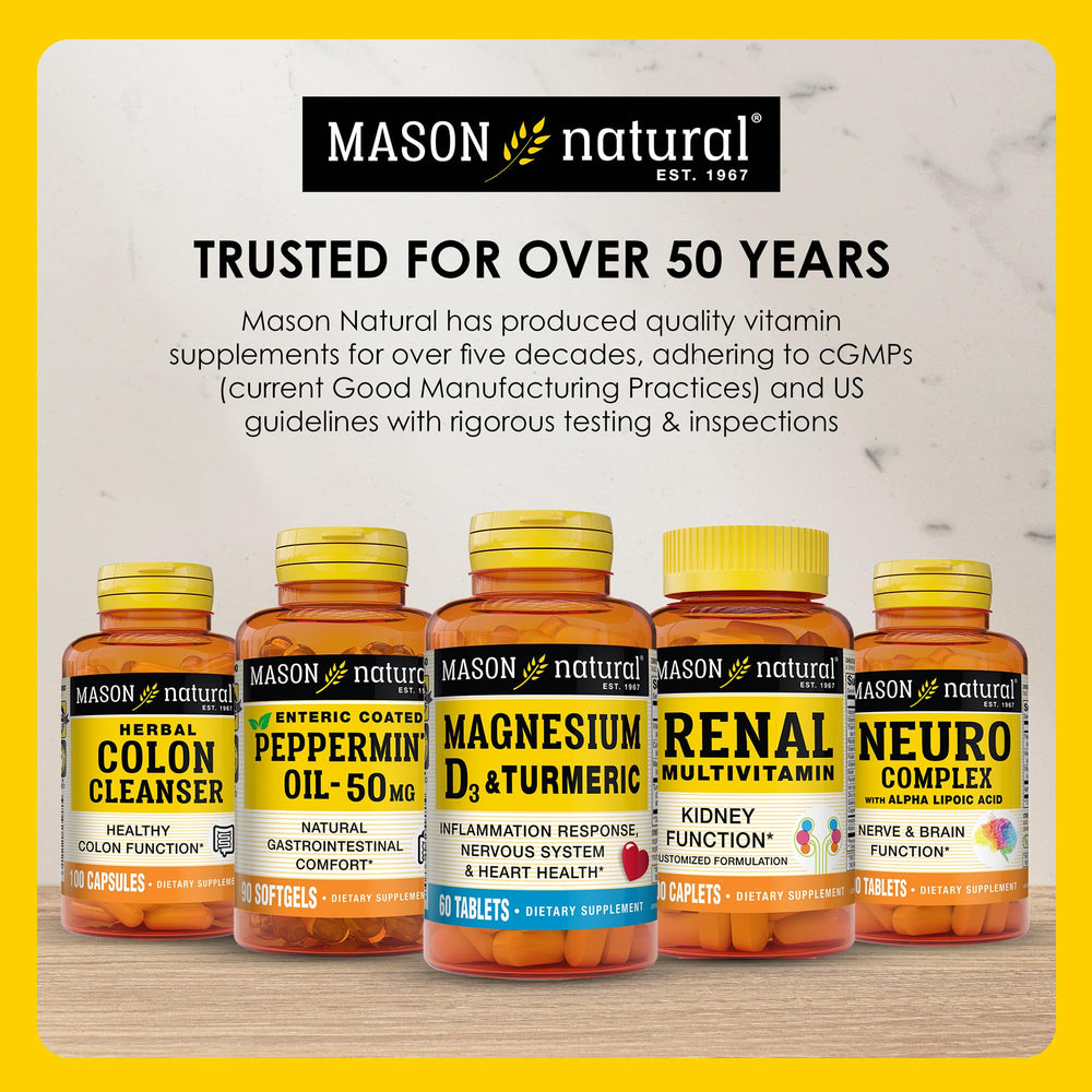 Mason Natural empaque de suministro de un año, pensado para planificación del bienestar.