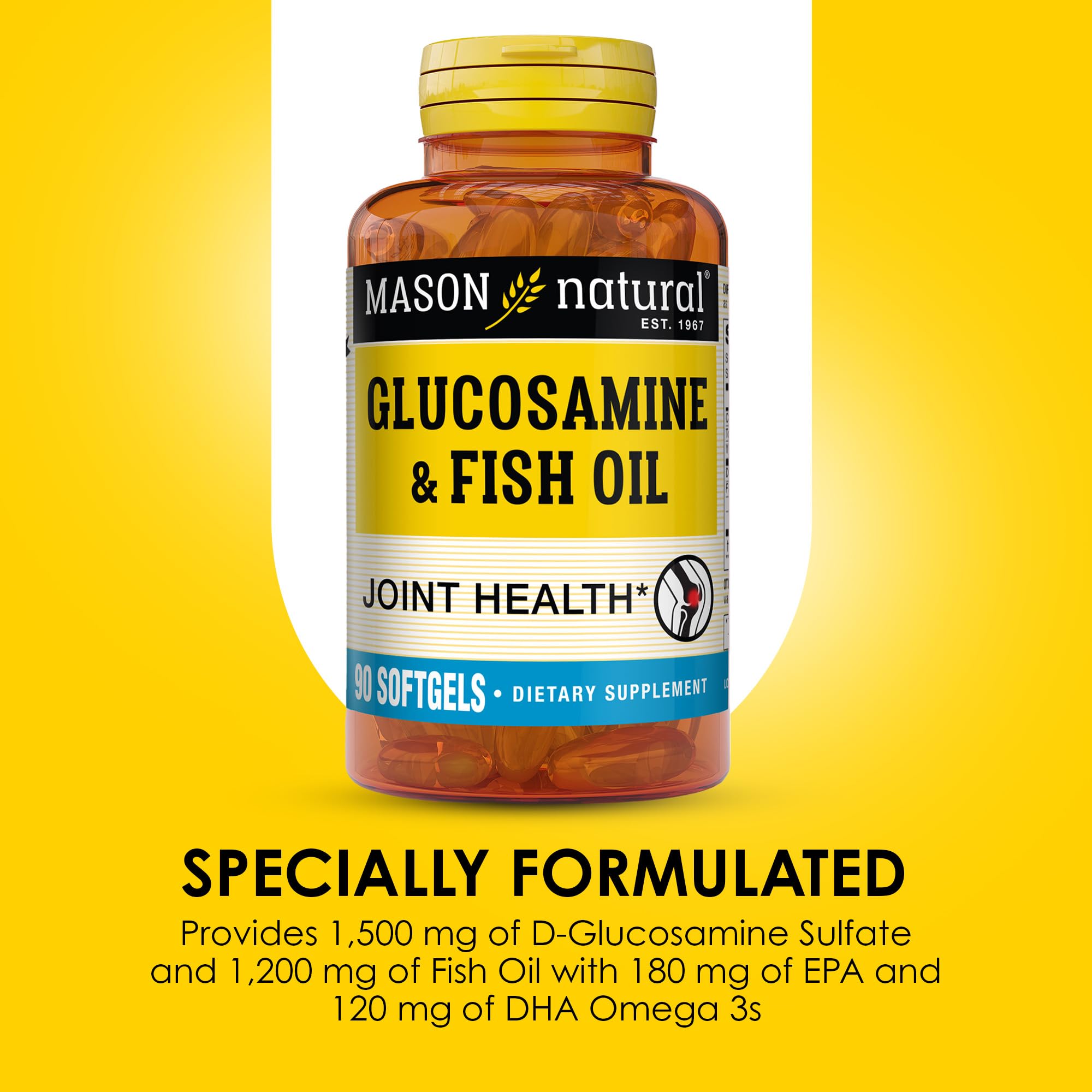Mason Natural omega-3 closeup emphasizes EPA and DHA content