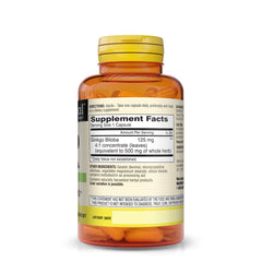 Mason Natural Ginkgo Biloba bottle front view; convenient daily capsule