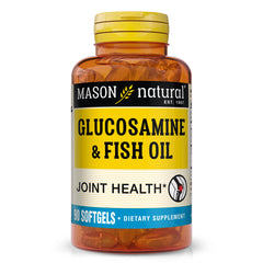Mason Natural glucosamine fish oil bottle front shows joint support potential