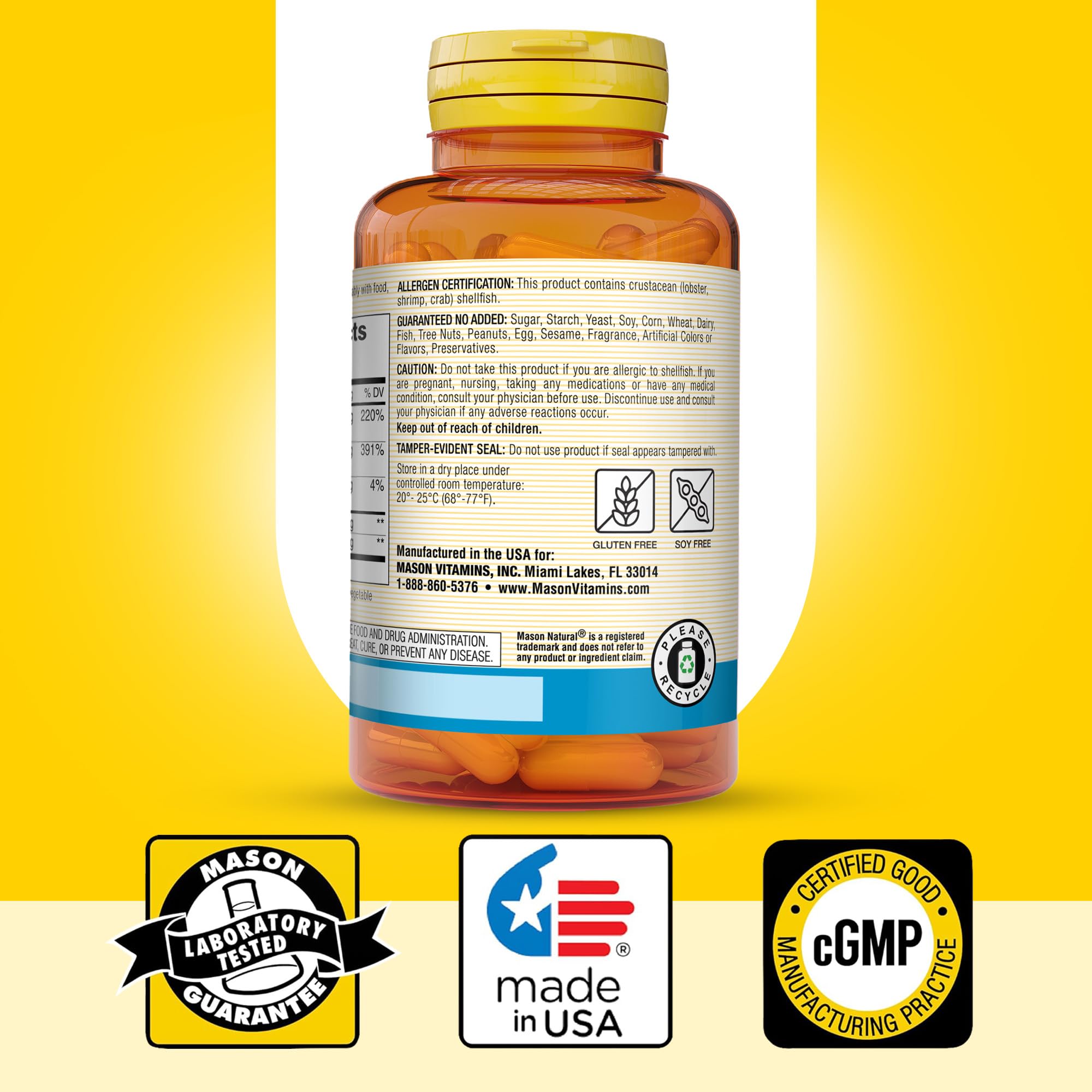 Mason Natural bottle label emphasizes clean ingredients