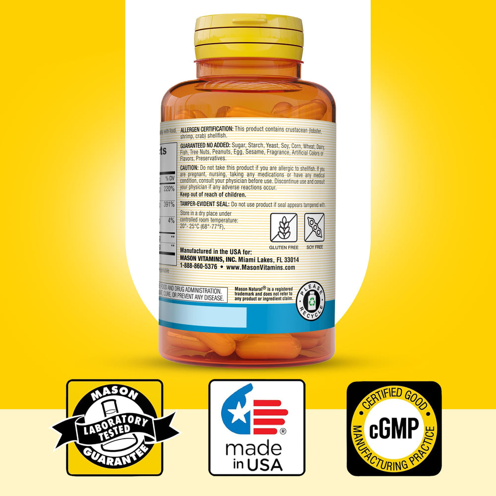 Mason Natural bottle label emphasizes clean ingredients