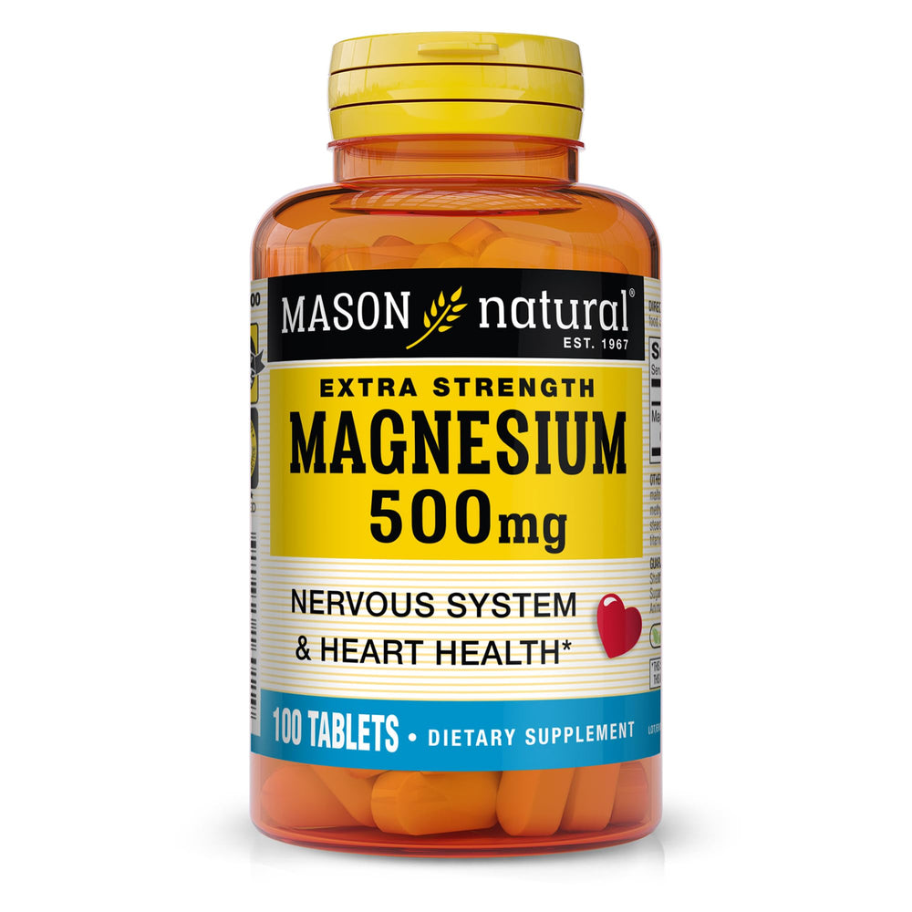 Mason Natural Magnesium 500 mg bottle ready for daily use.