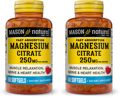 Mason Natural Magnesium Citrate bottle front for daily support of muscles and nerves.
