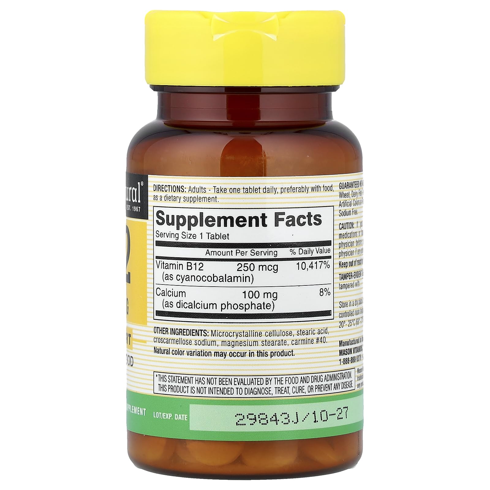 Closeup of Mason B12 tablets, ideal for everyday wellness.